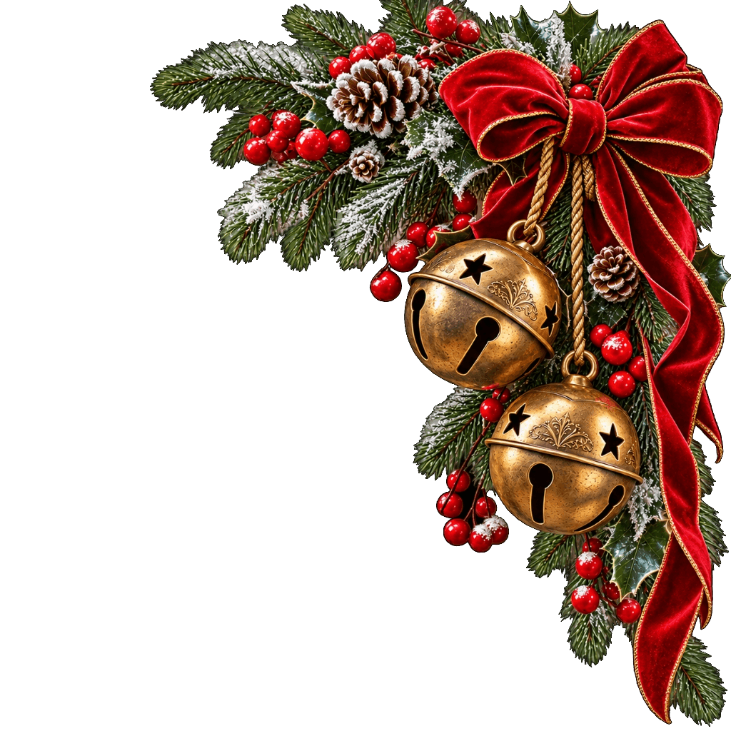 Luxury Christmas Jingle Bells and Frosted Pine