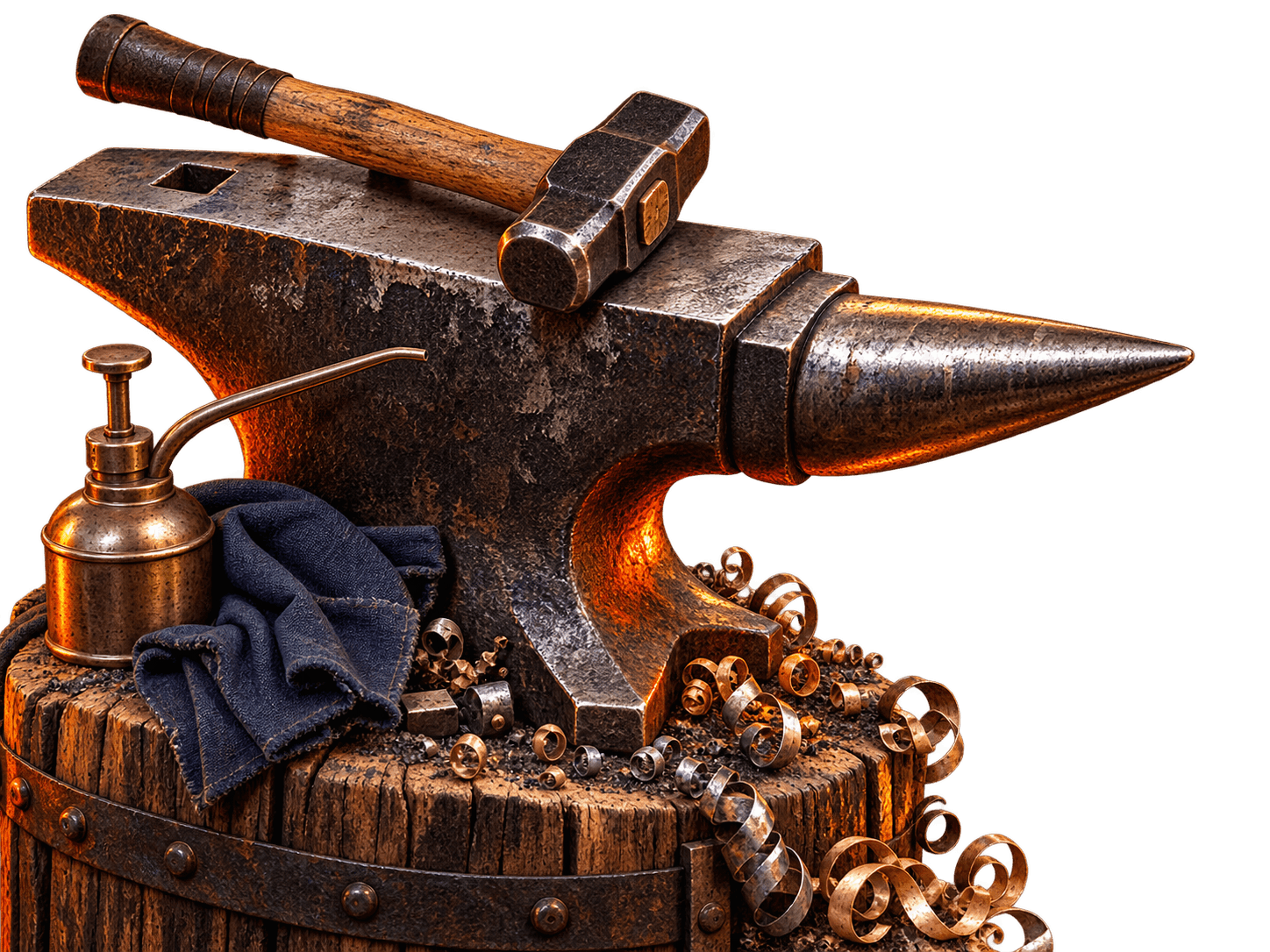 Forged Steel Anvil & Blacksmith Hammer