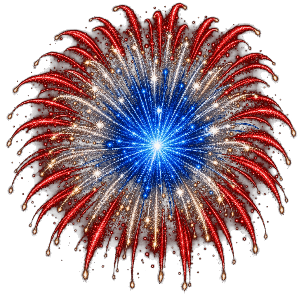 American Independence Tri-Color Firework Burst
