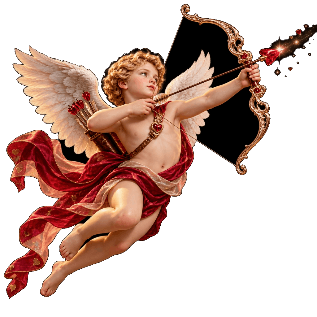 Classical Cupid with Gilded Bow and Heart Arrow